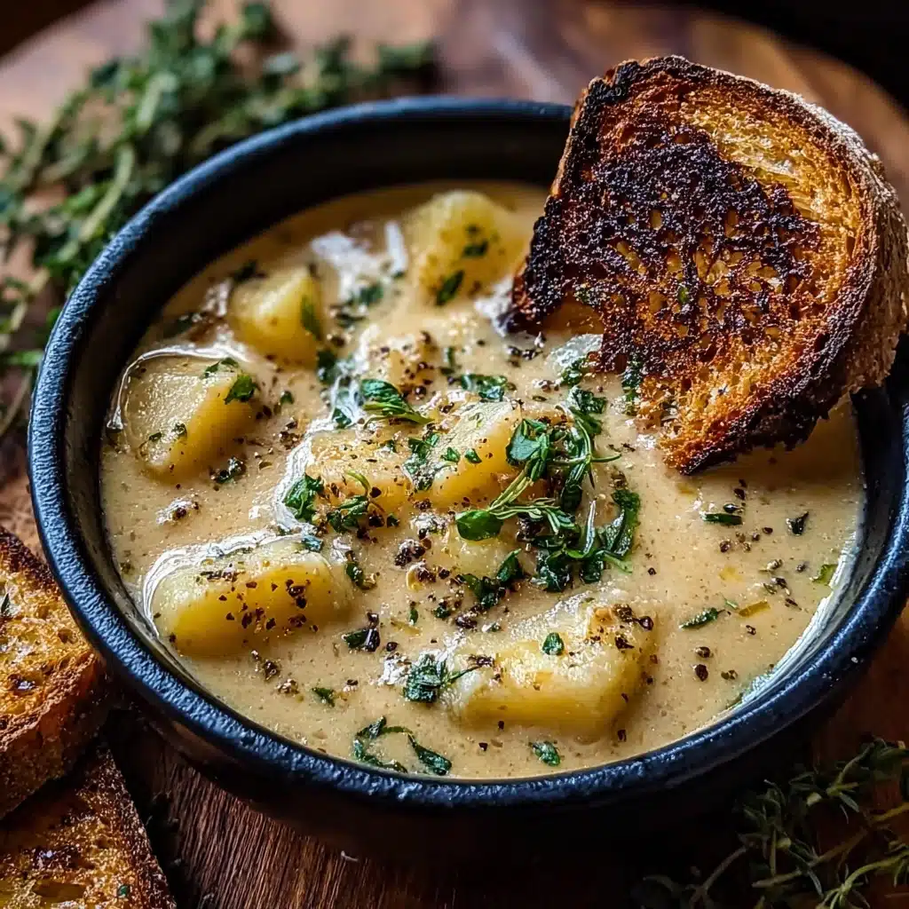 Hearty Cheddar Garlic Herb Potato Soup Recipe - Recipe Image