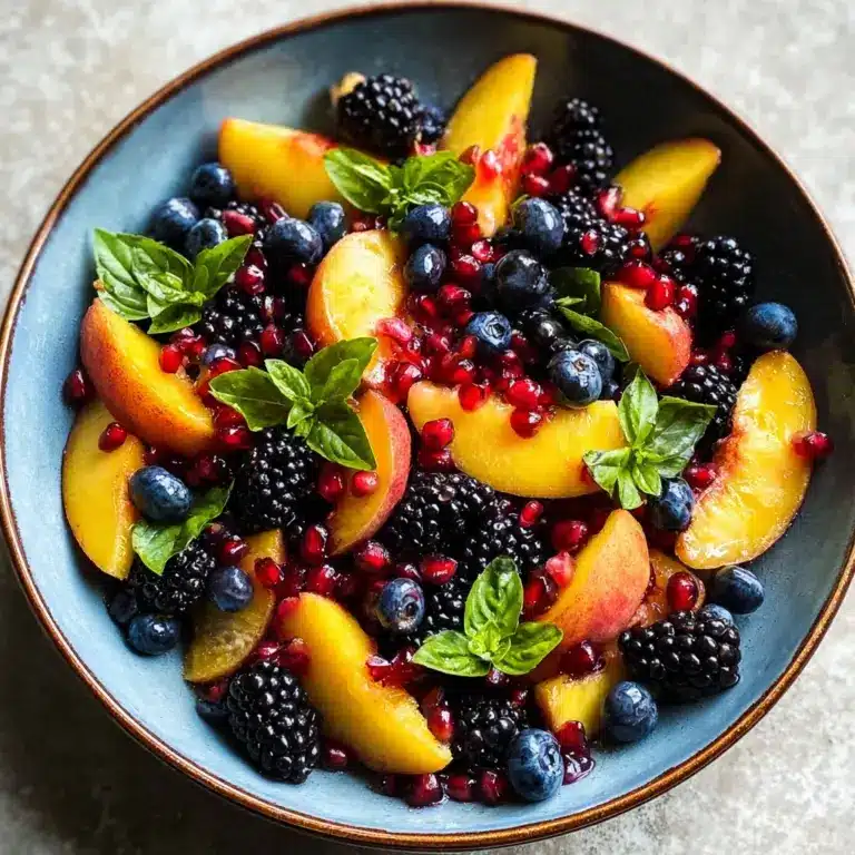 Honey Lime Basil Peach Fruit Salad Recipe