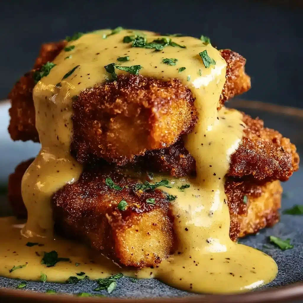 Pretzel Chicken with Mustard-Cheddar Sauce Recipe - Recipe Image
