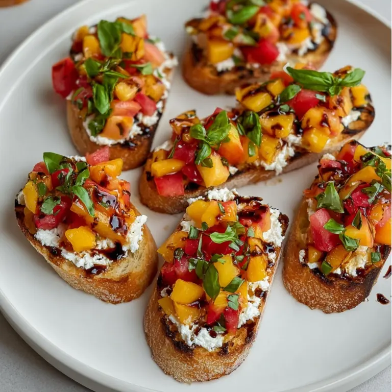 Quick Peach Bruschetta with Whipped Ricotta Recipe