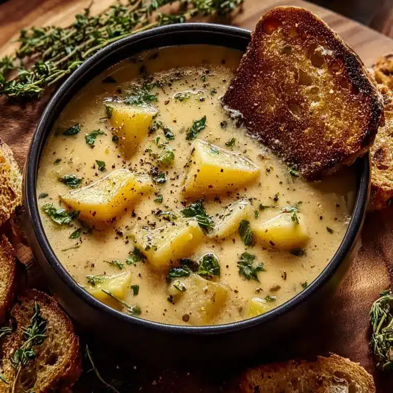 Hearty Cheddar Garlic Herb Potato Soup Recipe