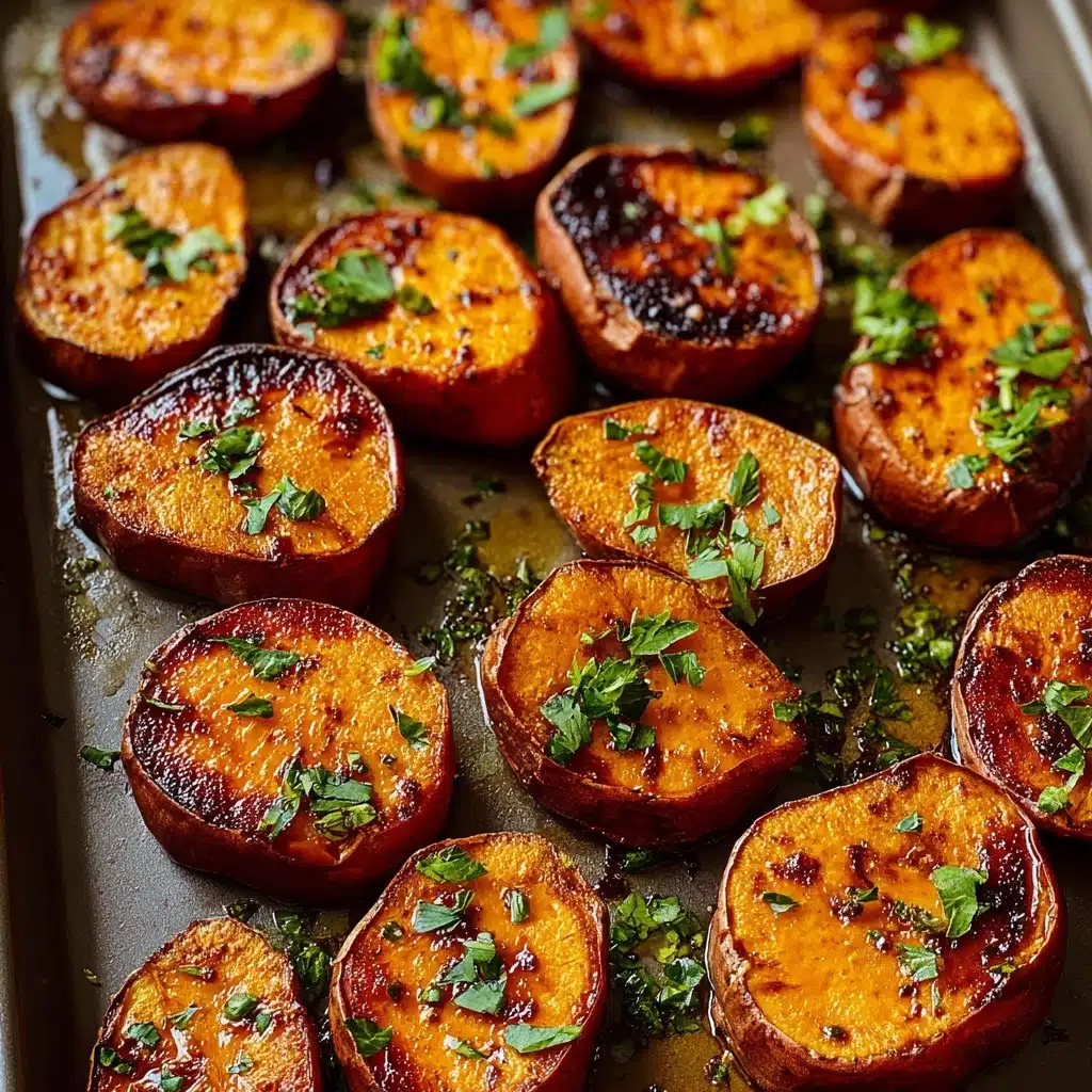Garlic Butter Roasted Sweet Potatoes - Recipe Image