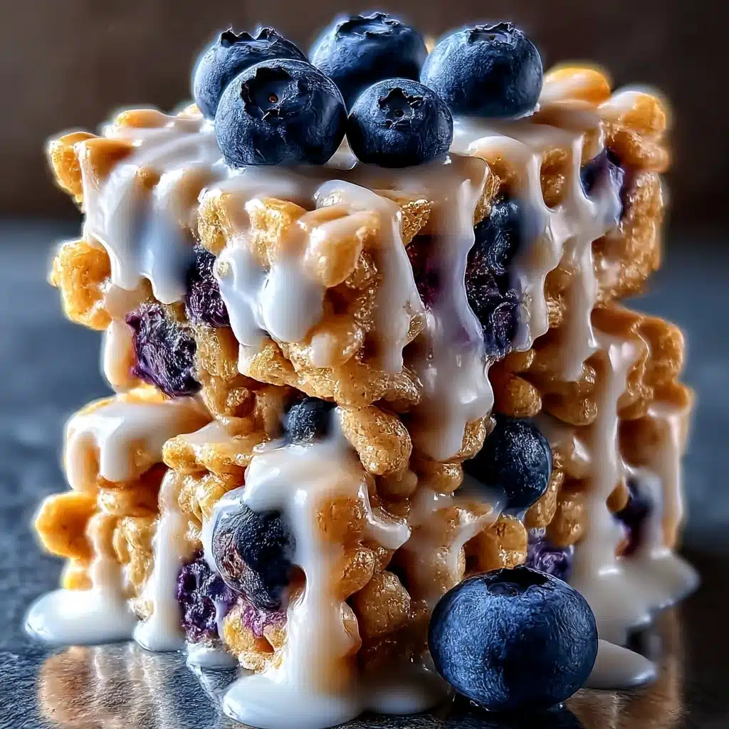 Blueberry Rice Krispies Treats with Vanilla Glaze Recipe - Recipe Image