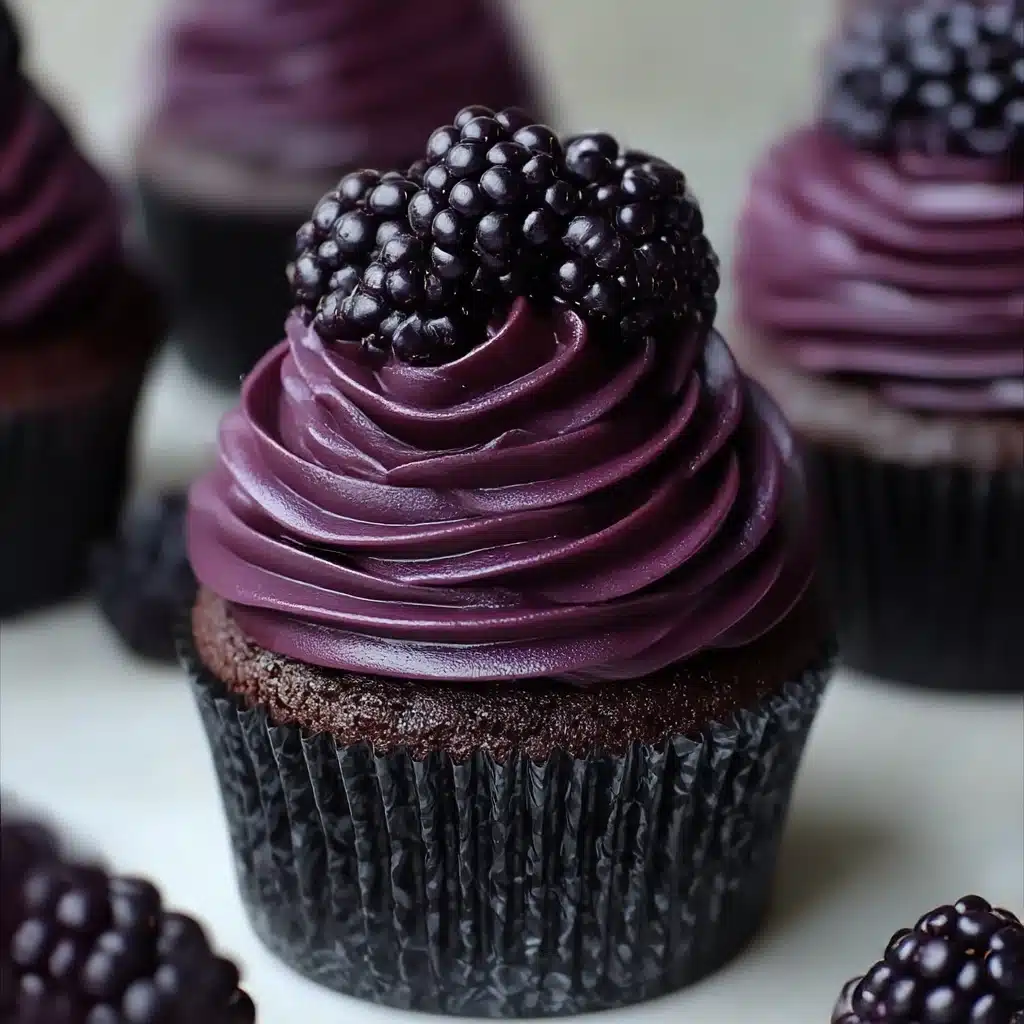 Decadent Dark Chocolate Blackberry Cupcakes Recipe - Recipe Image