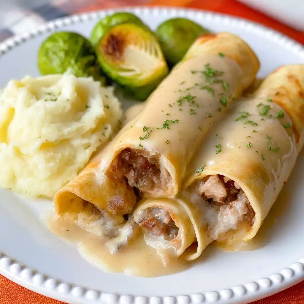 Easy Turkey & Stuffing Roll Ups with Creamy Gravy Recipe - Recipe Image