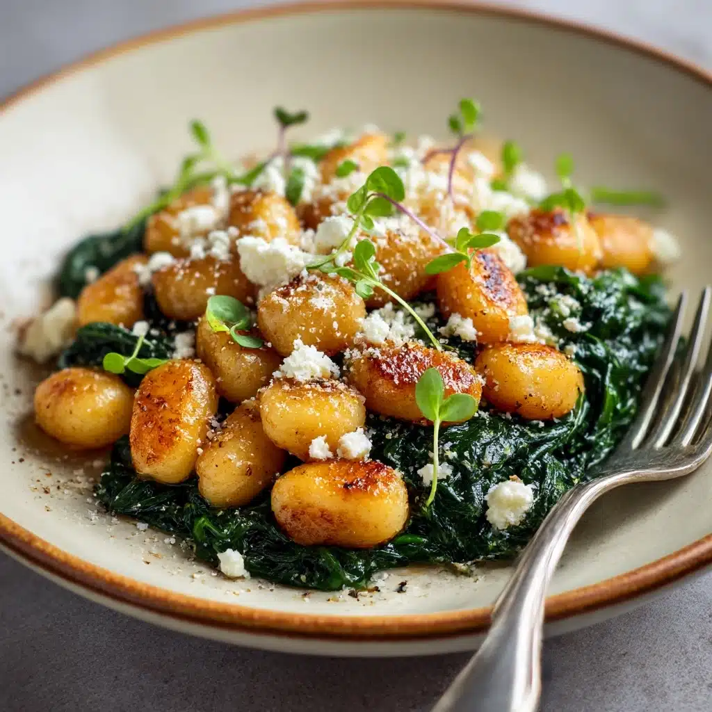 Crispy Gnocchi With Spinach And Feta - Recipe Image