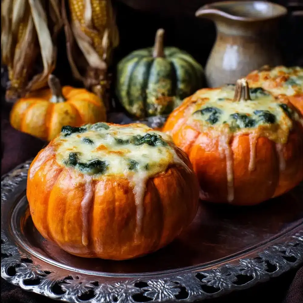 Cheesy Orzo and Kale Stuffed Pumpkins Recipe