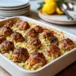 Greek Chicken Meatballs with Lemon Orzo Recipe