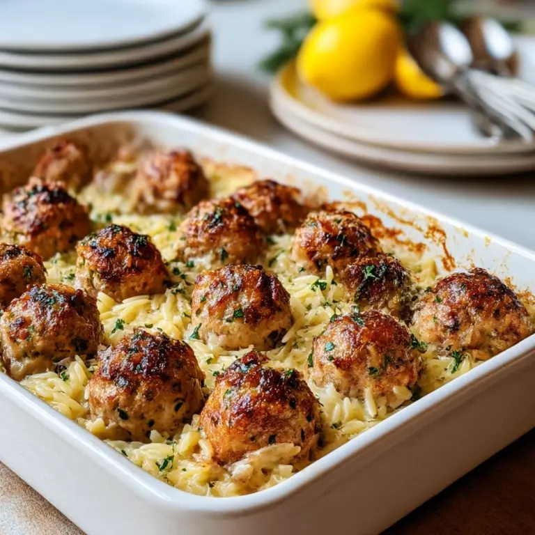 Greek Chicken Meatballs with Lemon Orzo Recipe