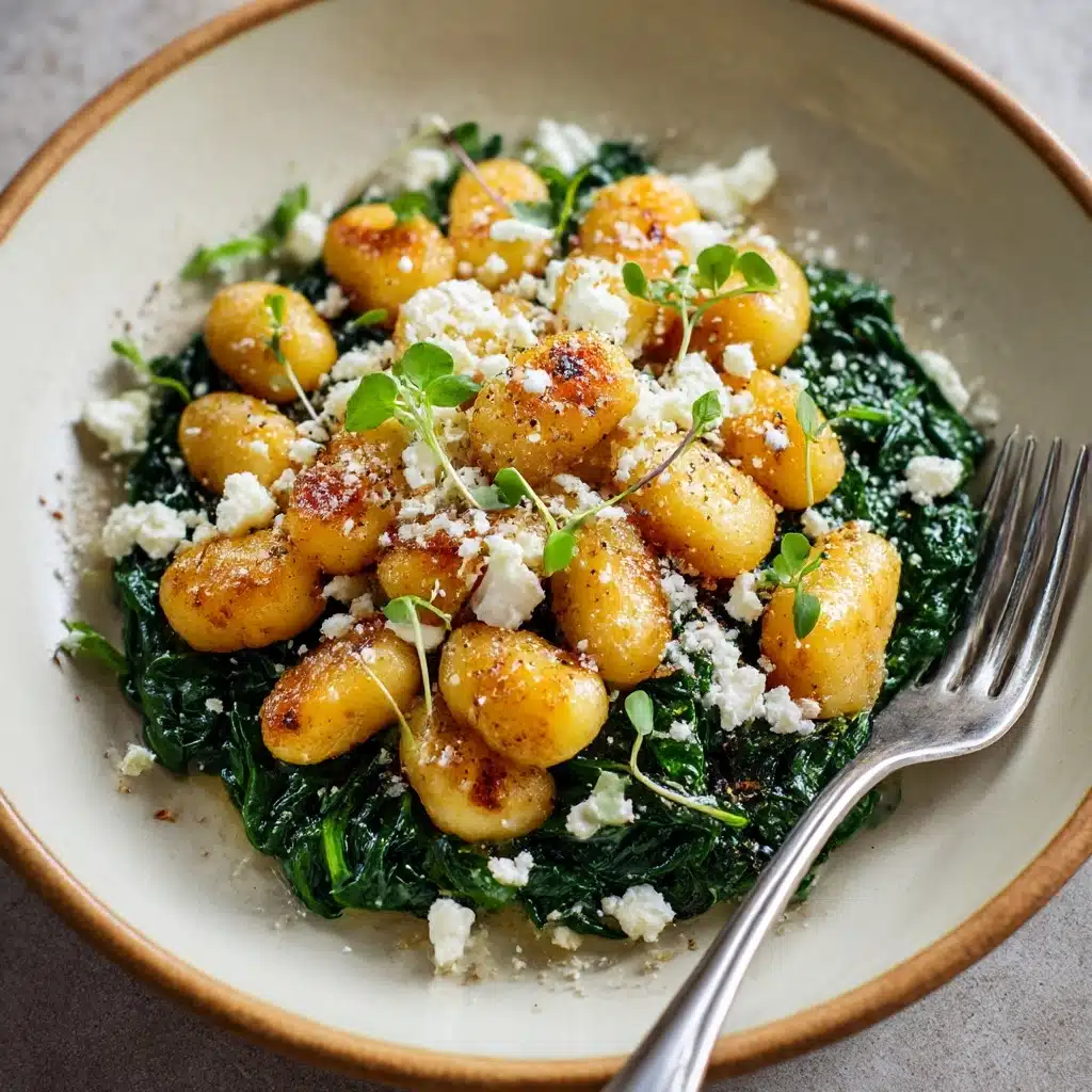 Crispy Gnocchi With Spinach And Feta - Recipe Image