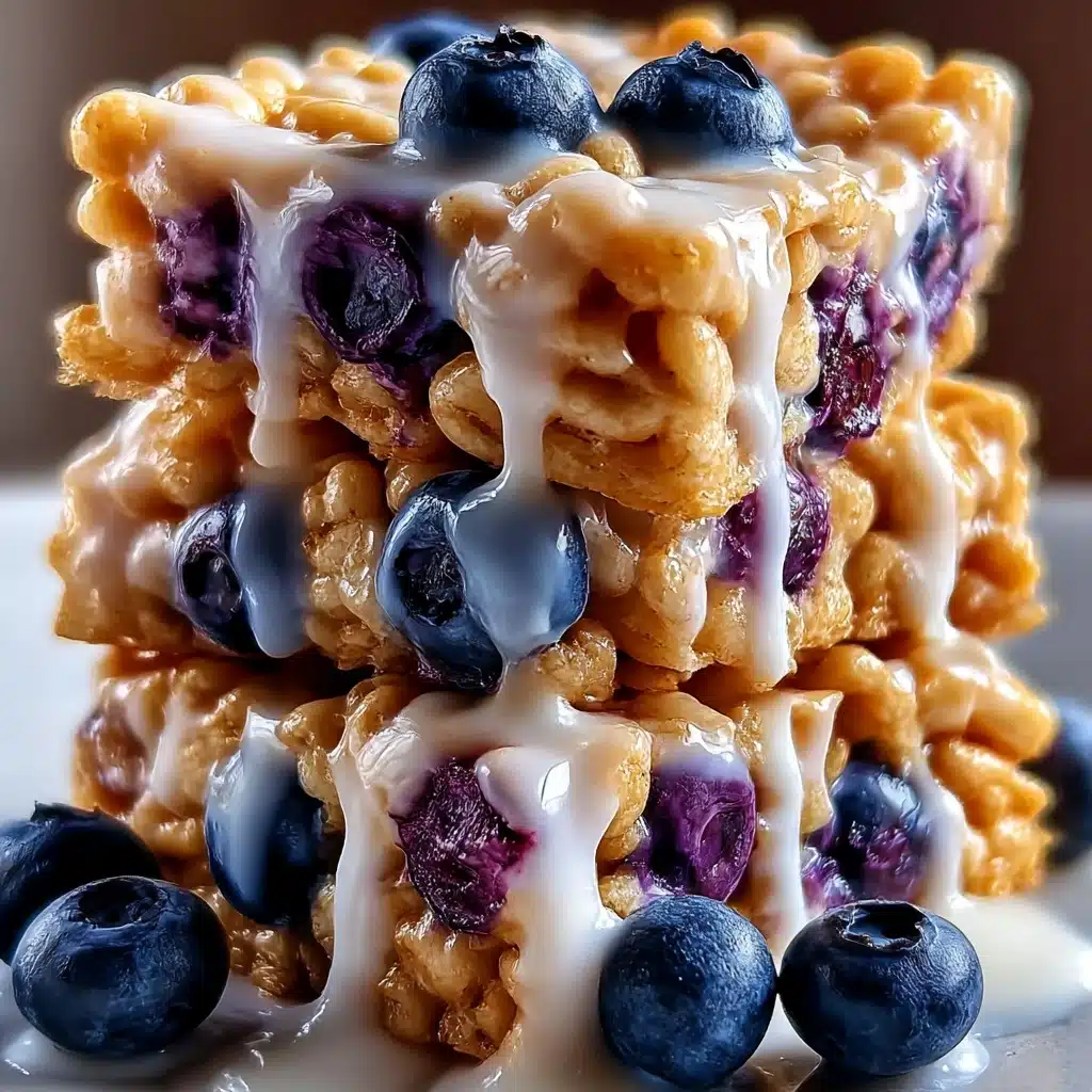 Blueberry Rice Krispies Treats with Vanilla Glaze Recipe - Recipe Image
