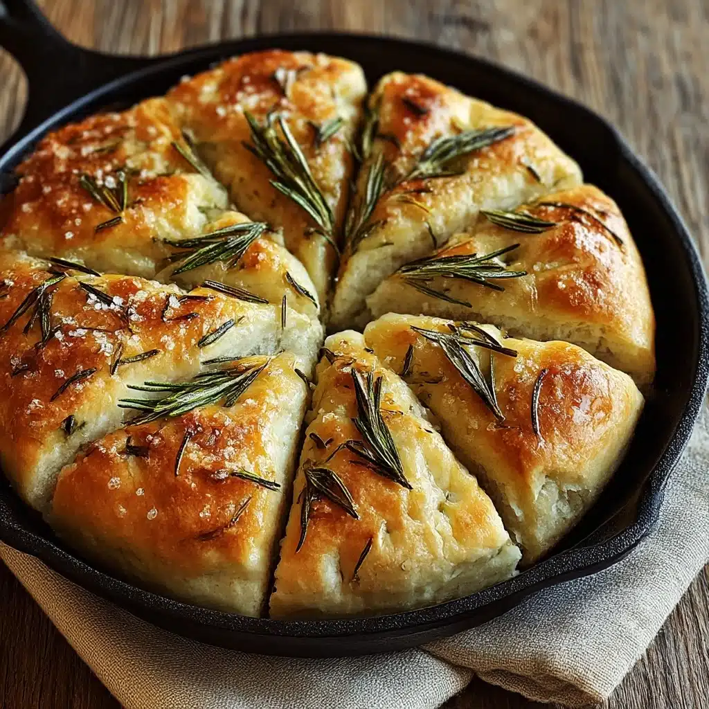 Irresistibly Easy Rustic Garlic Rosemary Skillet Bread Recipe - Recipe Image