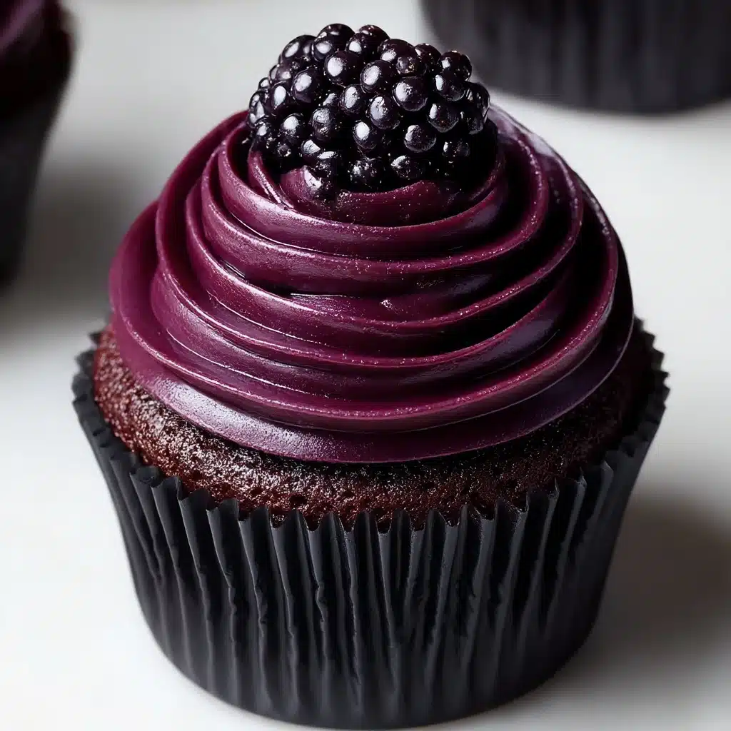 Decadent Dark Chocolate Blackberry Cupcakes Recipe - Recipe Image