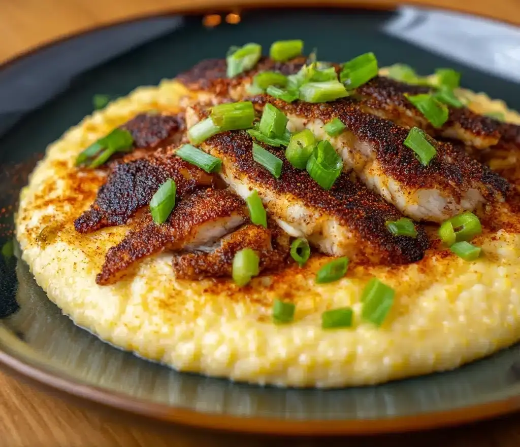 Blackened Catfish with Spicy Cheese Grits Recipe