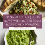 Spinach Pesto Butter Bean Lentil Quinoa Bowls with Sun-Dried Tomatoes
