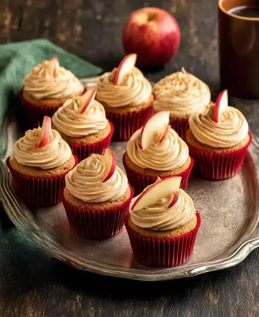Apple Cider Cupcakes with Spiced Buttercream Frosting (gluten-free, whole grain)