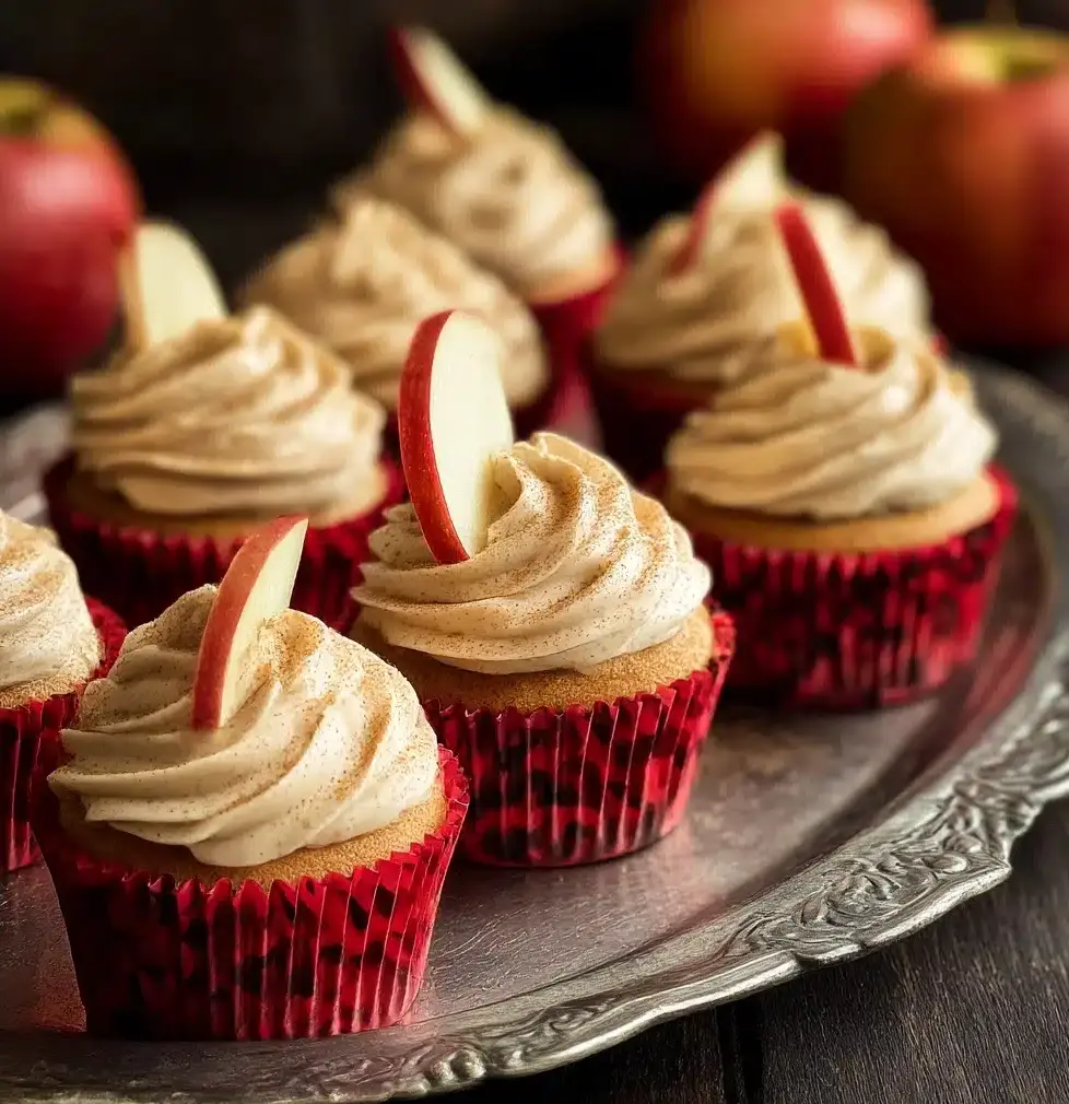 Apple Cider Cupcakes with Spiced Buttercream Frosting (gluten-free, whole grain)
