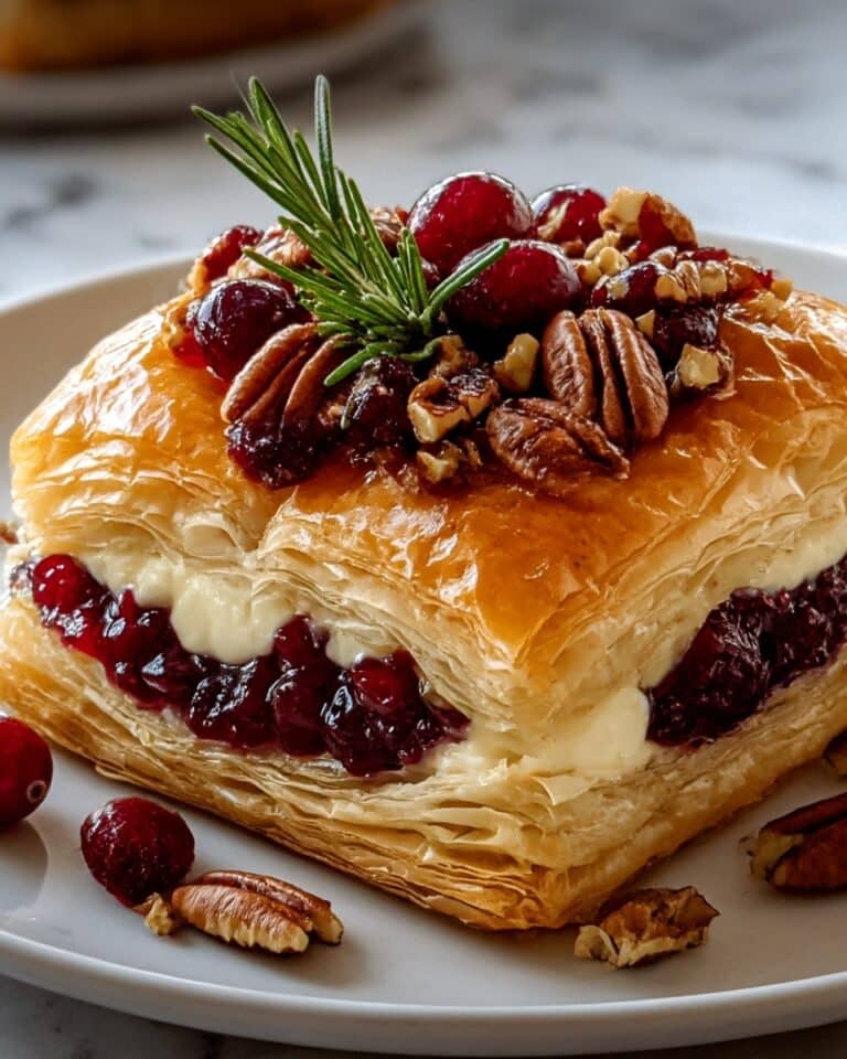 Cranberry Pecan Brie in Flaky Puff Pastry Recipe