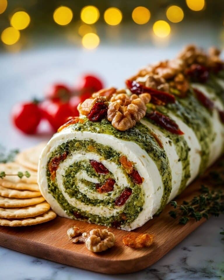 Cheese Log with Pesto and Sun Dried Tomatoes Recipe