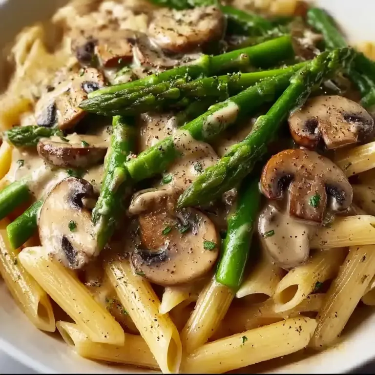 Creamy Mushroom & Asparagus Chicken Penne Recipe