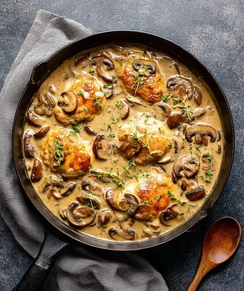 Skillet Chicken and Mushroom Wine Sauce Recipe