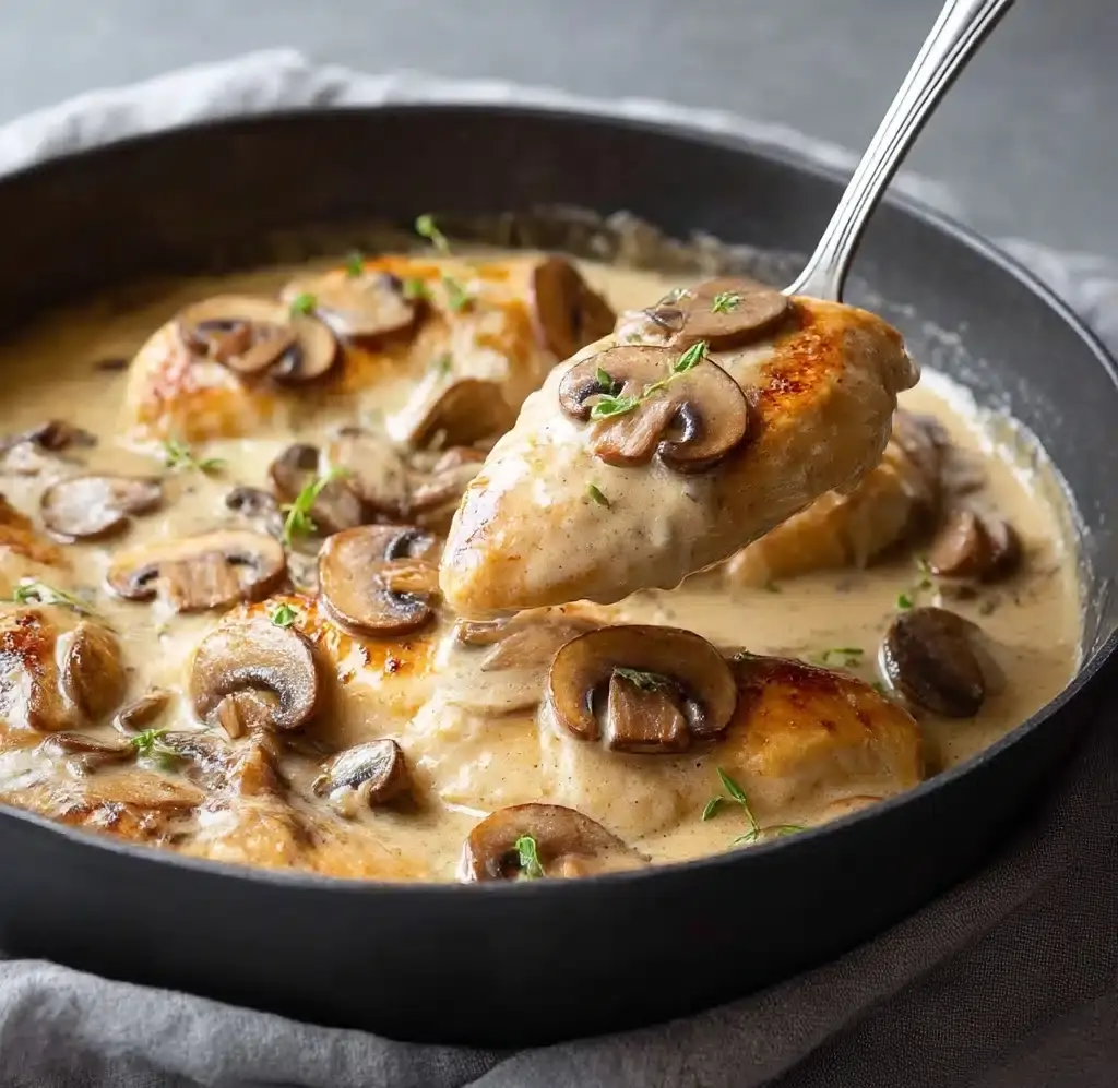 Skillet Chicken and Mushroom Wine Sauce Recipe