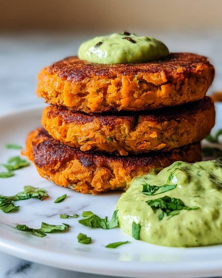Sweet Potato Patties with Red Lentils & Creamy Avocado Cilantro Sauce Recipe