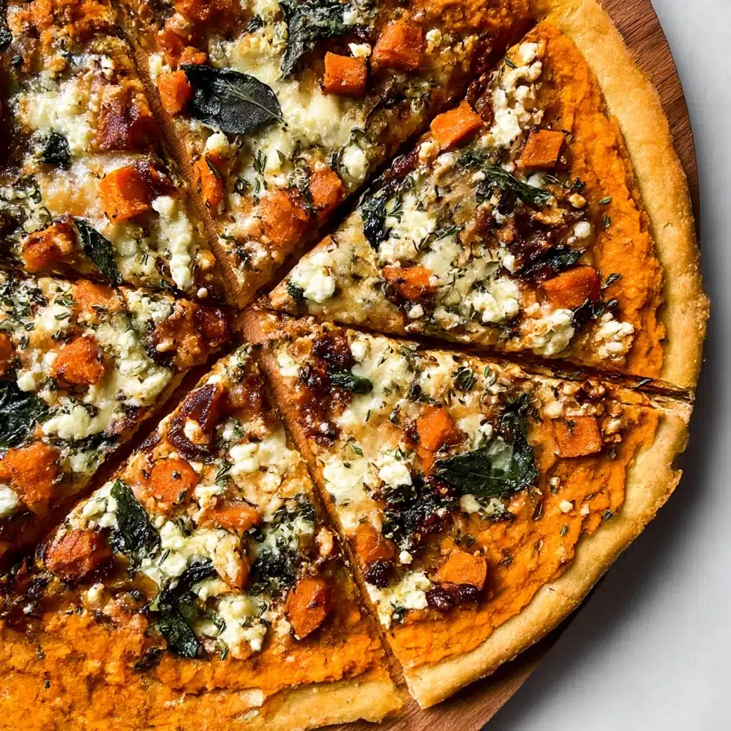 Savory Pumpkin Pizza with Havarti and Caramelized Onions Recipe - Recipe Image