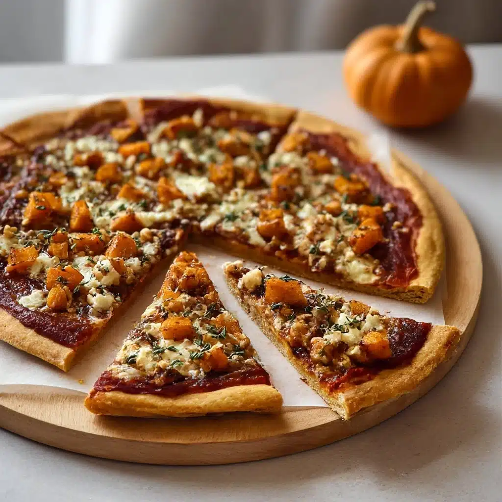 Savory Pumpkin Pizza with Havarti and Caramelized Onions Recipe - Recipe Image