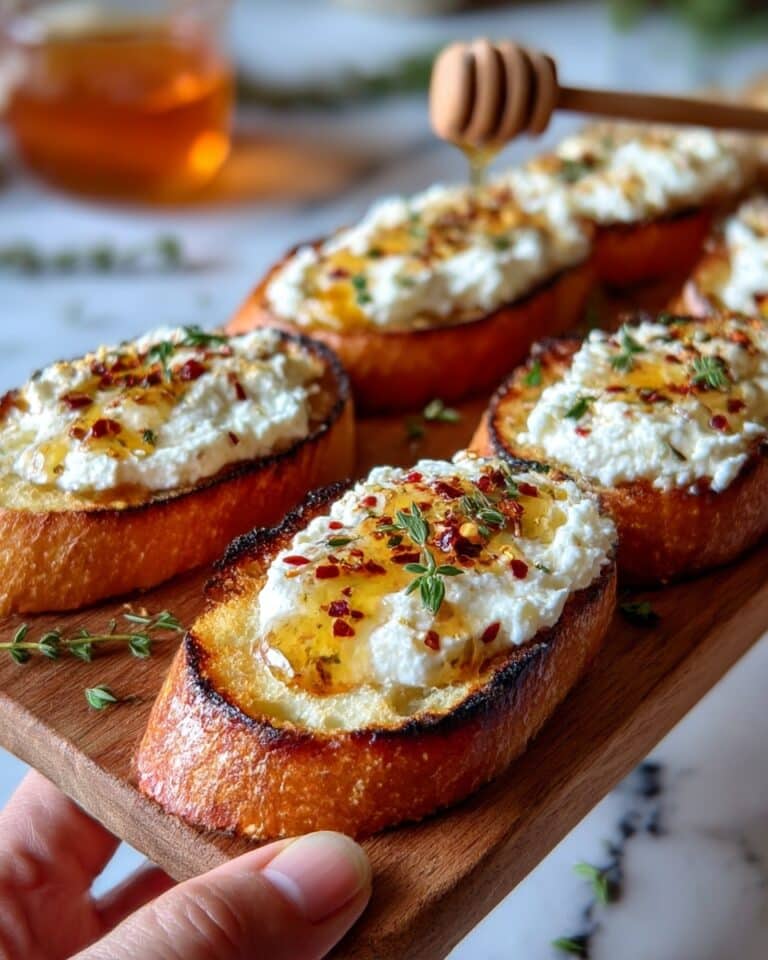 Sweet and Spicy Whipped Feta Crostini with Hot Honey Recipe