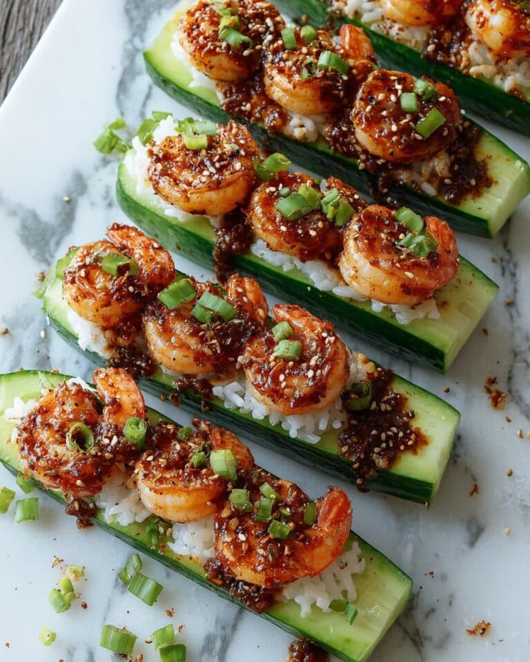 Spicy Shrimp Cucumber Sushi Boats Recipe