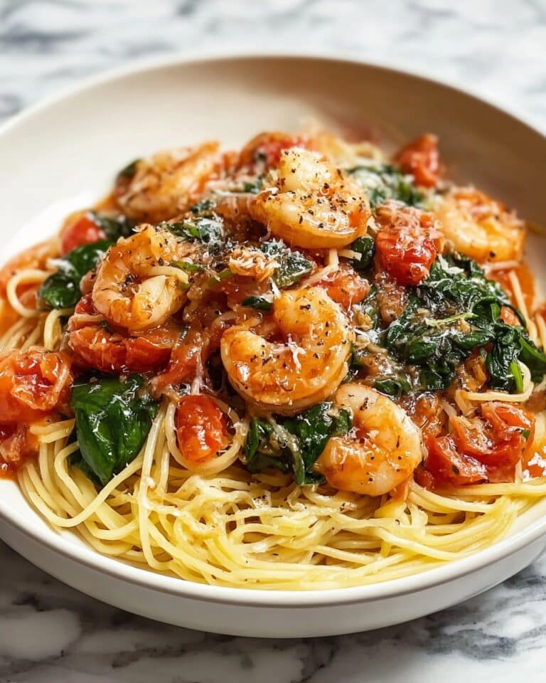 Tomato Spinach Shrimp Pasta Recipe
