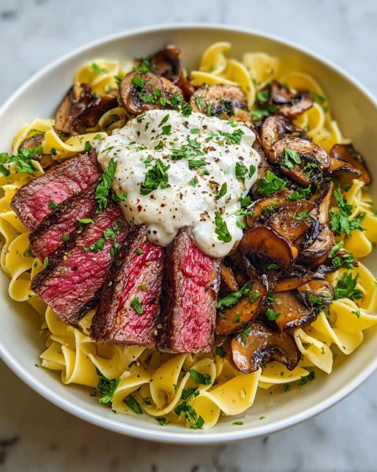 Peppercorn Steak Stroganoff Egg Noodles Recipe