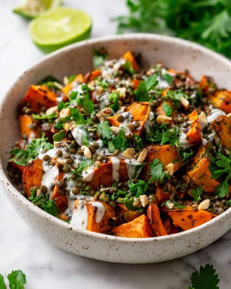 Roasted Sweet Potato and Lentil Salad with Tahini Dressing Recipe