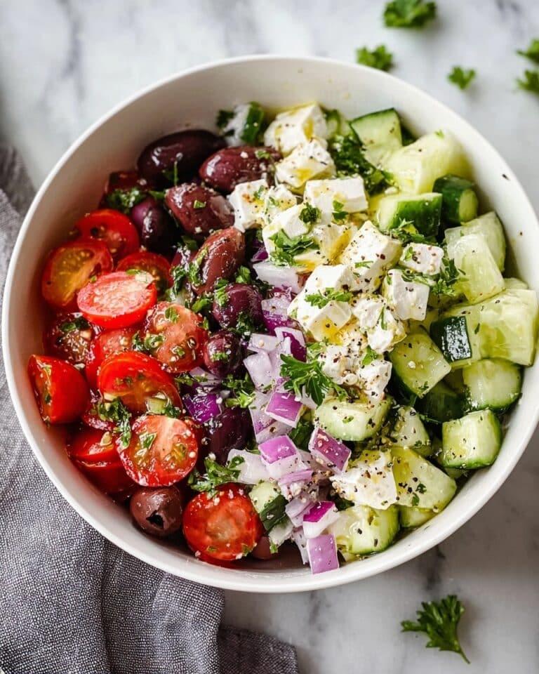 Savory Greek Salad with Zesty Herby Dressing Recipe
