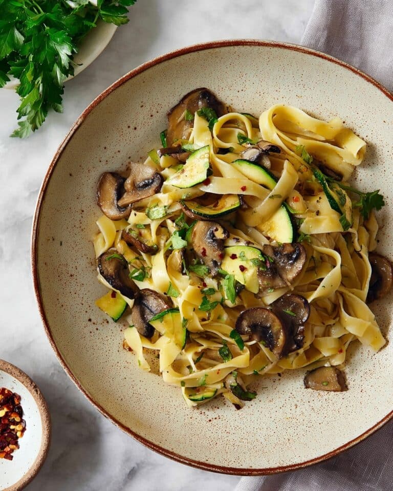 Zucchini Mushroom Pasta with Pesto and Parmesan Recipe