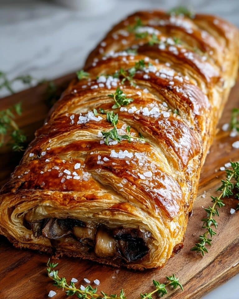 Savory Mushroom & Gruyère Puff Pastry Braid Recipe