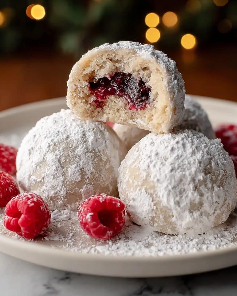 Raspberry-Filled Almond Snowball Cookies Recipe