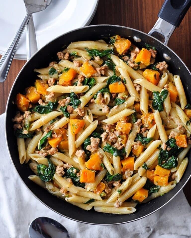 Creamy Butternut Squash Pasta with Sausage and Spinach Recipe