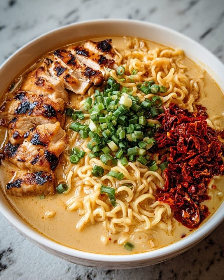 Fiery Chicken Ramen with Creamy Garlic Sauce Recipe