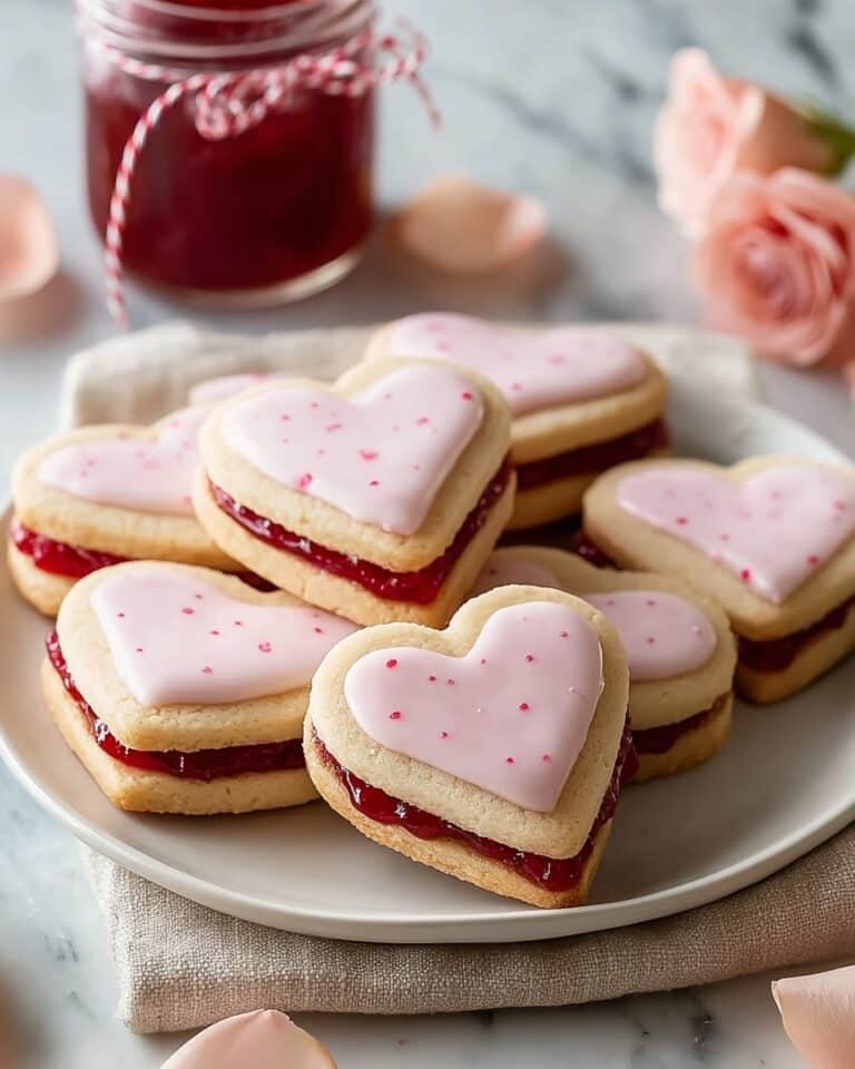 Filled Heart-Shaped Strawberry Shortbread Cookies Recipe